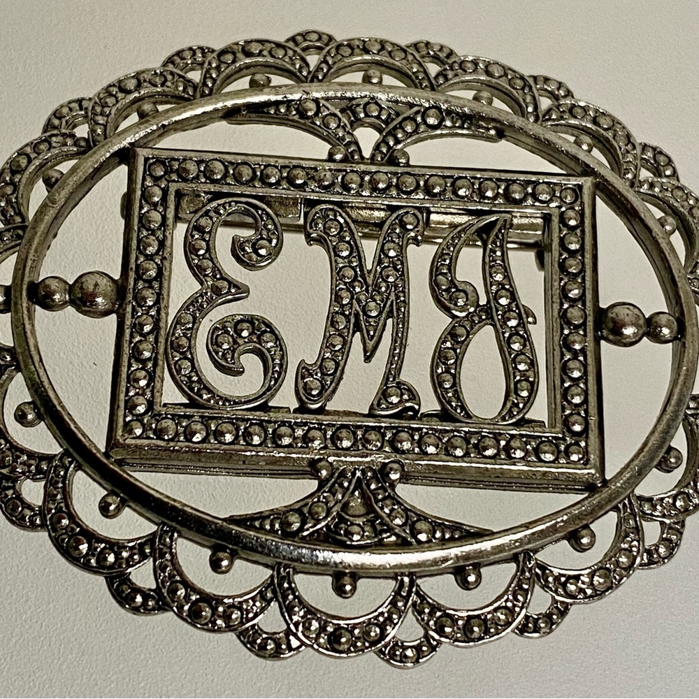 Vintage Miriam Haskell Brooch Emj Initials - image 6